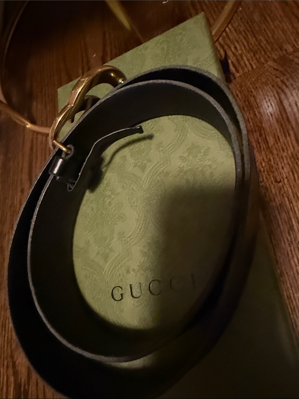 Gucci Black Leather Belt with Gold Double G Buckle - Picture 2 of 7